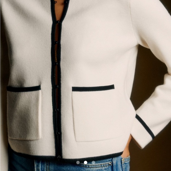 Women's White Jacket with Black Trim - Picture 3 of 3